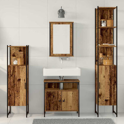 Set di mobili per il bagno con lo scaffale 4 pcs Legno vecchio | homemem39