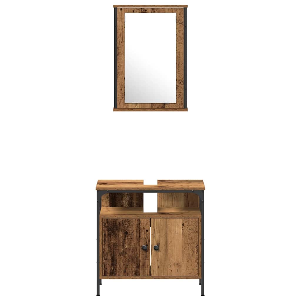 Set di mobili per il bagno con lo scaffale 4 pcs Legno vecchio | homemem39
