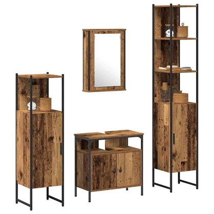 Set di mobili per il bagno con lo scaffale 4 pcs Legno vecchio | homemem39