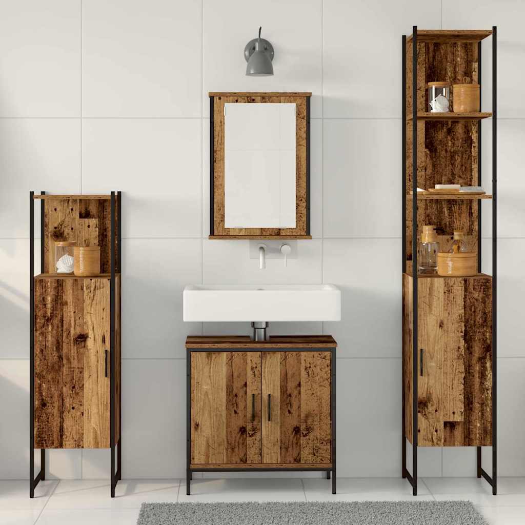 Set di mobili per il bagno 4 pcs Marrone Legno multistrato | homemem39