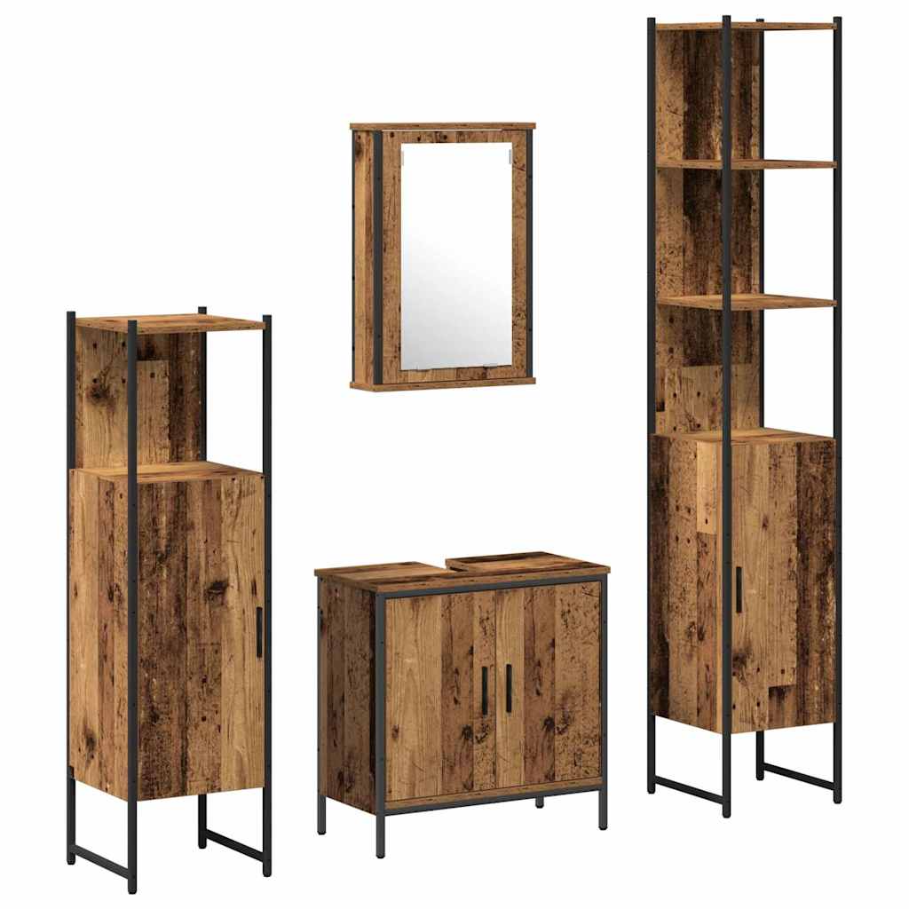 Set di mobili per il bagno 4 pcs Marrone Legno multistrato | homemem39