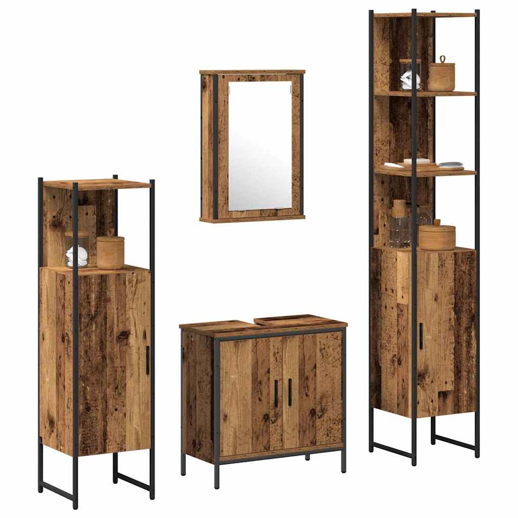 Set di mobili per il bagno 4 pcs Marrone Legno multistrato | homemem39