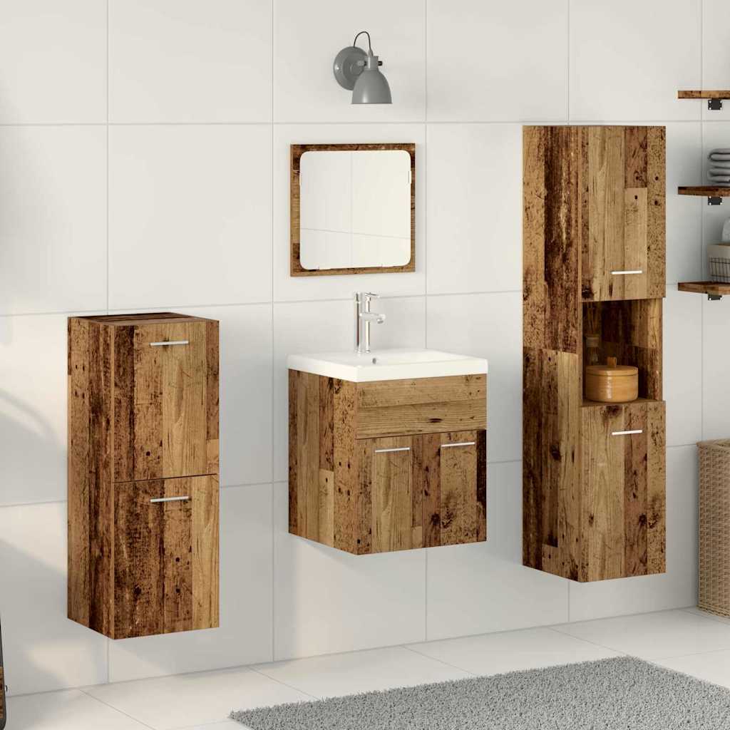 Set di mobili per il bagno con lo scaffale 5 pcs Legno vecchio