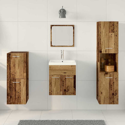 Set di mobili per il bagno con lo scaffale 5 pcs Legno vecchio