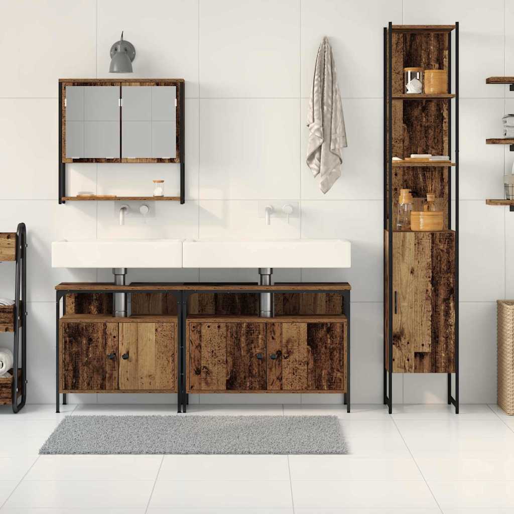 Set di mobili per il bagno con lo scaffale 4 pcs Legno vecchio | homemem39