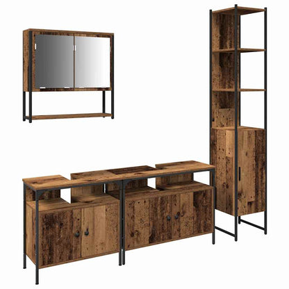 Set di mobili per il bagno con lo scaffale 4 pcs Legno vecchio | homemem39