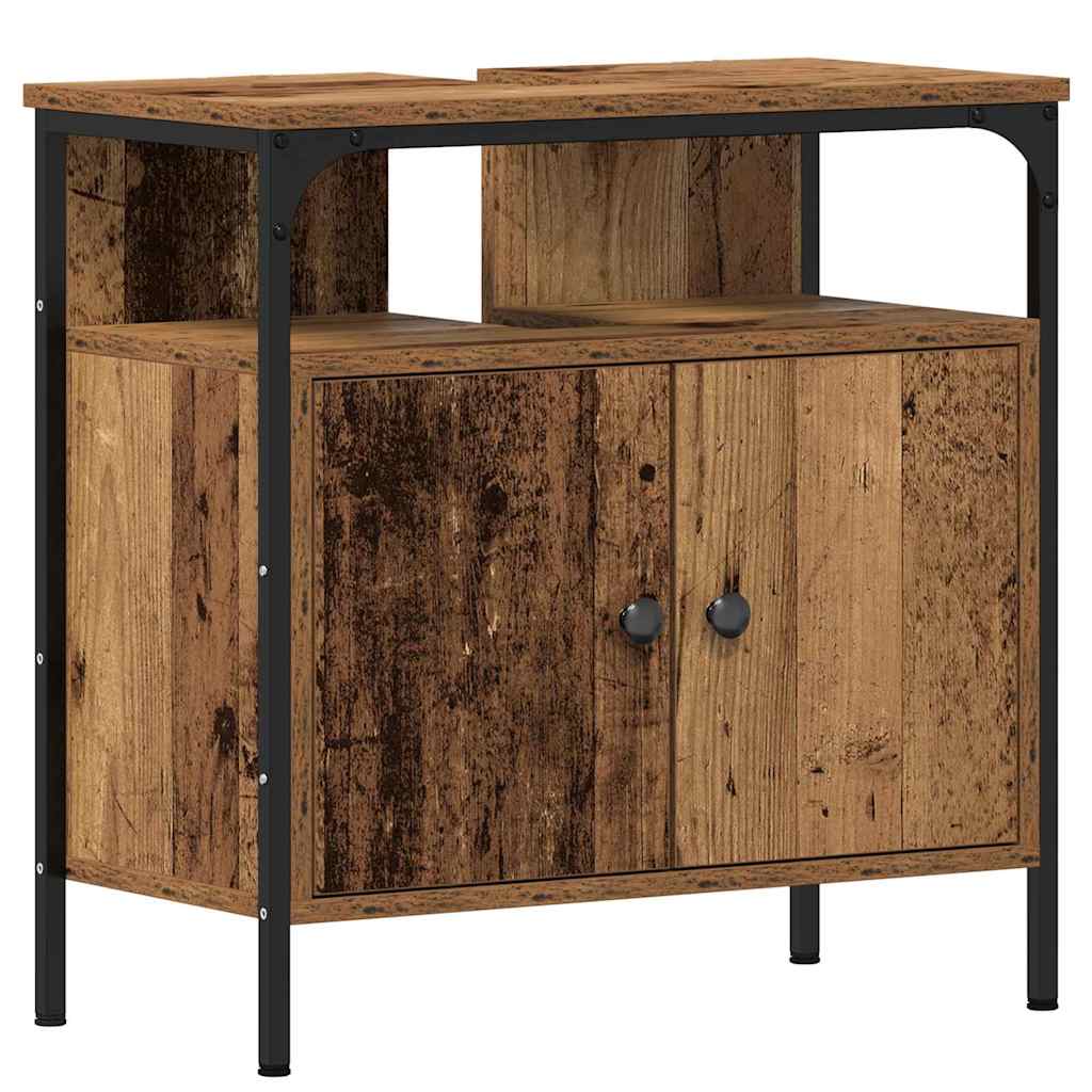 Set di mobili per il bagno con lo scaffale 4 pcs Legno vecchio | homemem39