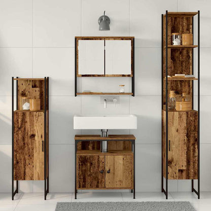 Set di mobili per il bagno con lo scaffale 4 pcs Legno vecchio | homemem39