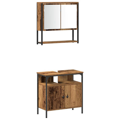 Set di mobili per il bagno con lo scaffale 4 pcs Legno vecchio | homemem39
