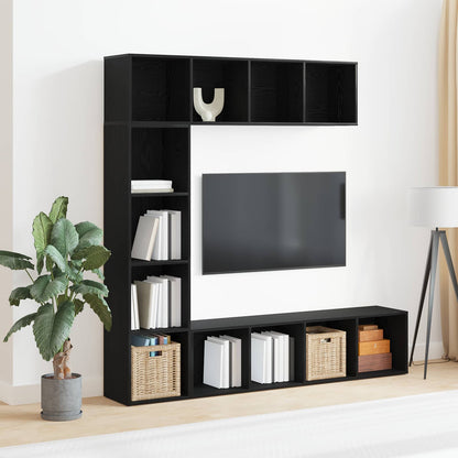 Libreria 3 pcs Rovere Nero 36 x 30 x 143 cm Legno multistrato