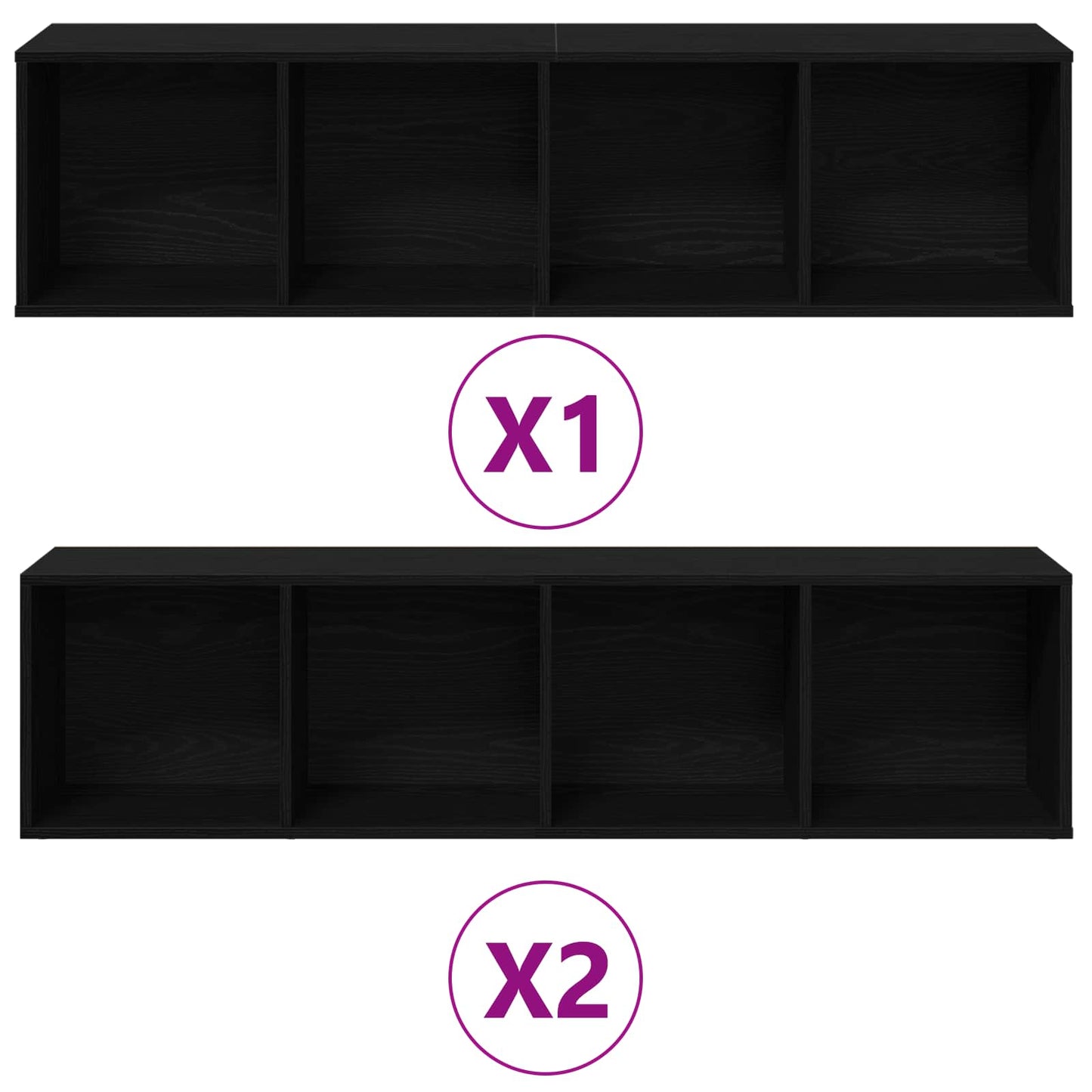 Libreria 3 pcs Rovere Nero 36 x 30 x 143 cm Legno multistrato