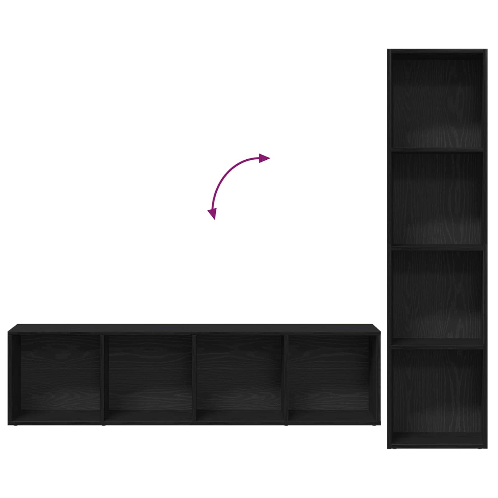 Libreria 3 pcs Rovere Nero 36 x 30 x 143 cm Legno multistrato | homemem39