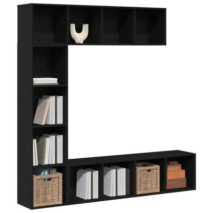 Libreria 3 pcs Rovere Nero 36 x 30 x 143 cm Legno multistrato