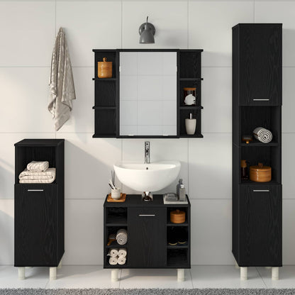 Set di mobili per il bagno 4 pcs Nero 30 x 30 x 179,5 cm | homemem39
