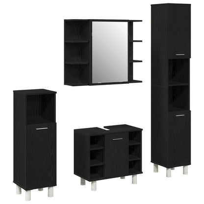 Set di mobili per il bagno 4 pcs Nero 30 x 30 x 179,5 cm | homemem39