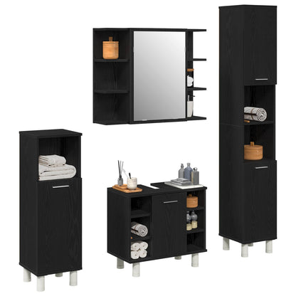 Set di mobili per il bagno 4 pcs Nero 30 x 30 x 179,5 cm | homemem39
