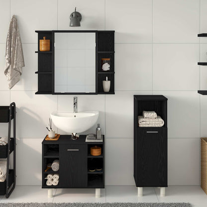 Set di mobili per il bagno 3 pcs Nero 30 x 30 x 99,5 cm | homemem39