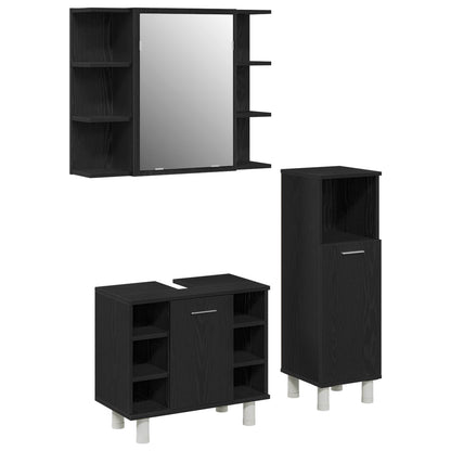 Set di mobili per il bagno 3 pcs Nero 30 x 30 x 99,5 cm | homemem39