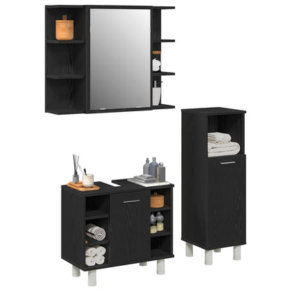 Set di mobili per il bagno 3 pcs Nero 30 x 30 x 99,5 cm | homemem39