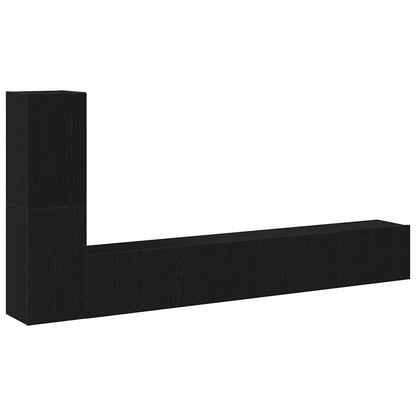 Set mobile TV Montaggio a parete Rovere Nero Legno multistrato