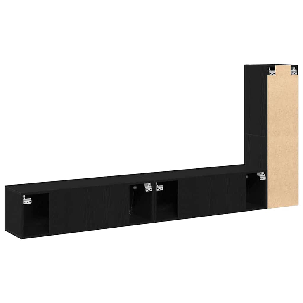 Set mobile TV Montaggio a parete Rovere Nero Legno multistrato