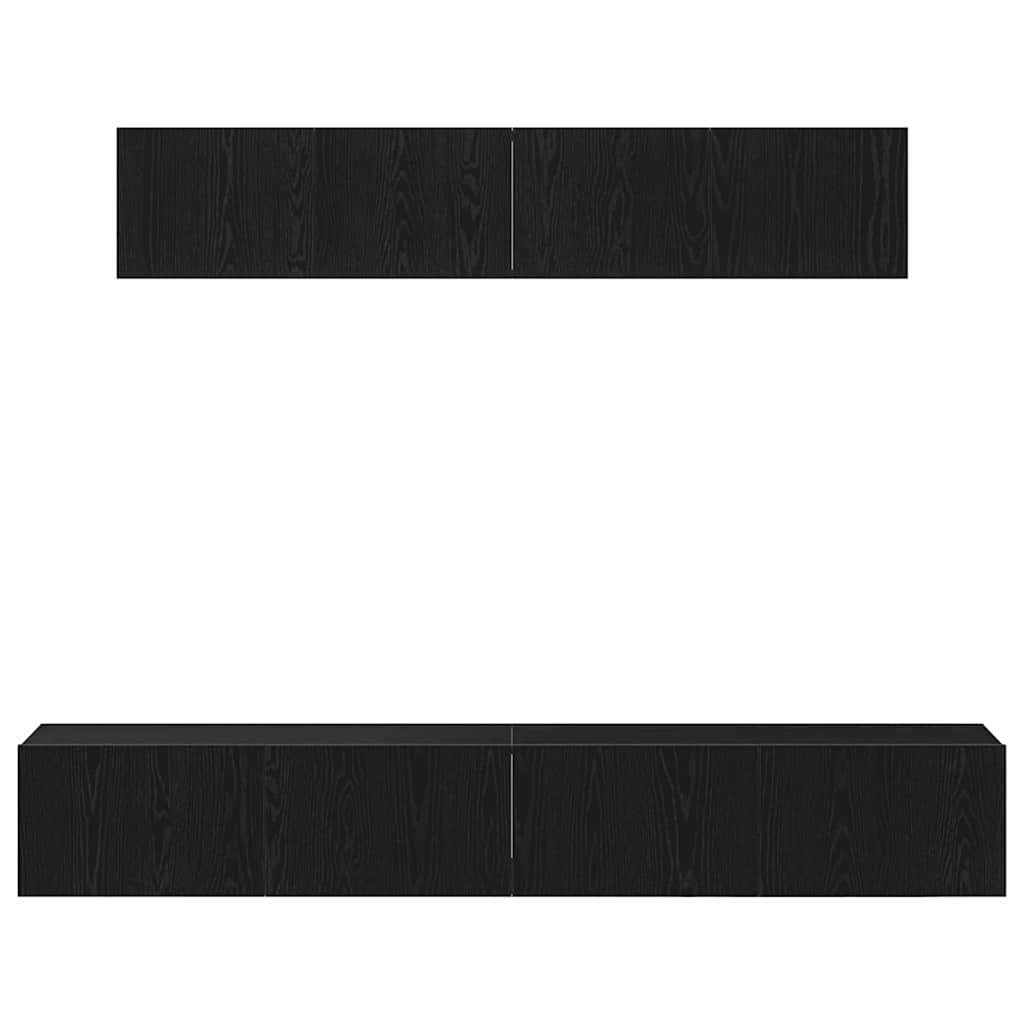 Set mobile TV Montaggio a parete Rovere Nero Legno multistrato