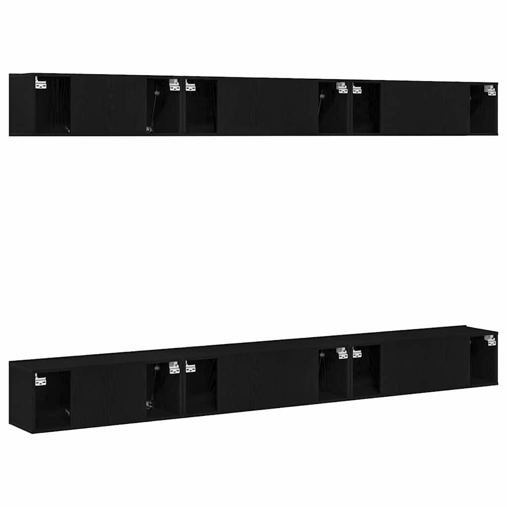 Set mobile TV Montaggio a parete Rovere Nero Legno multistrato