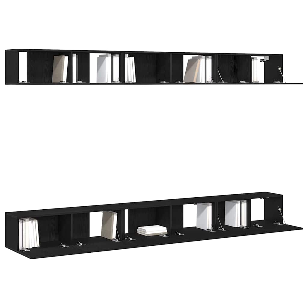 Set mobile TV Montaggio a parete Rovere Nero Legno multistrato