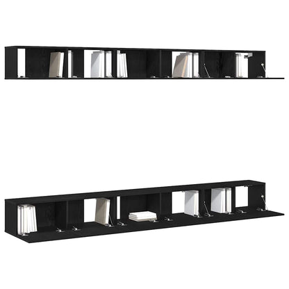 Set mobile TV Montaggio a parete Rovere Nero Legno multistrato