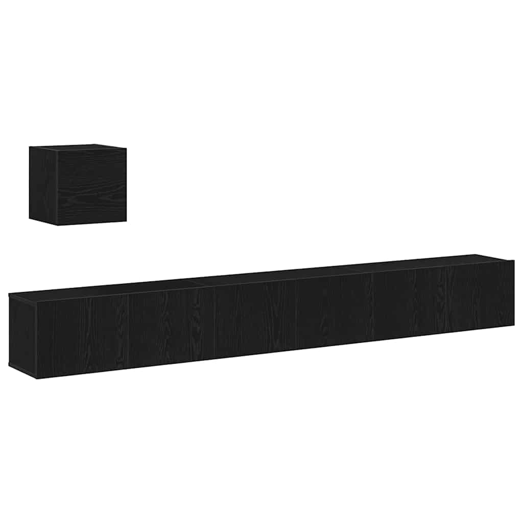 Set mobile TV Montaggio a parete Rovere Nero Legno multistrato