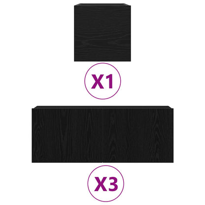 Set mobile TV Montaggio a parete Rovere Nero Legno multistrato