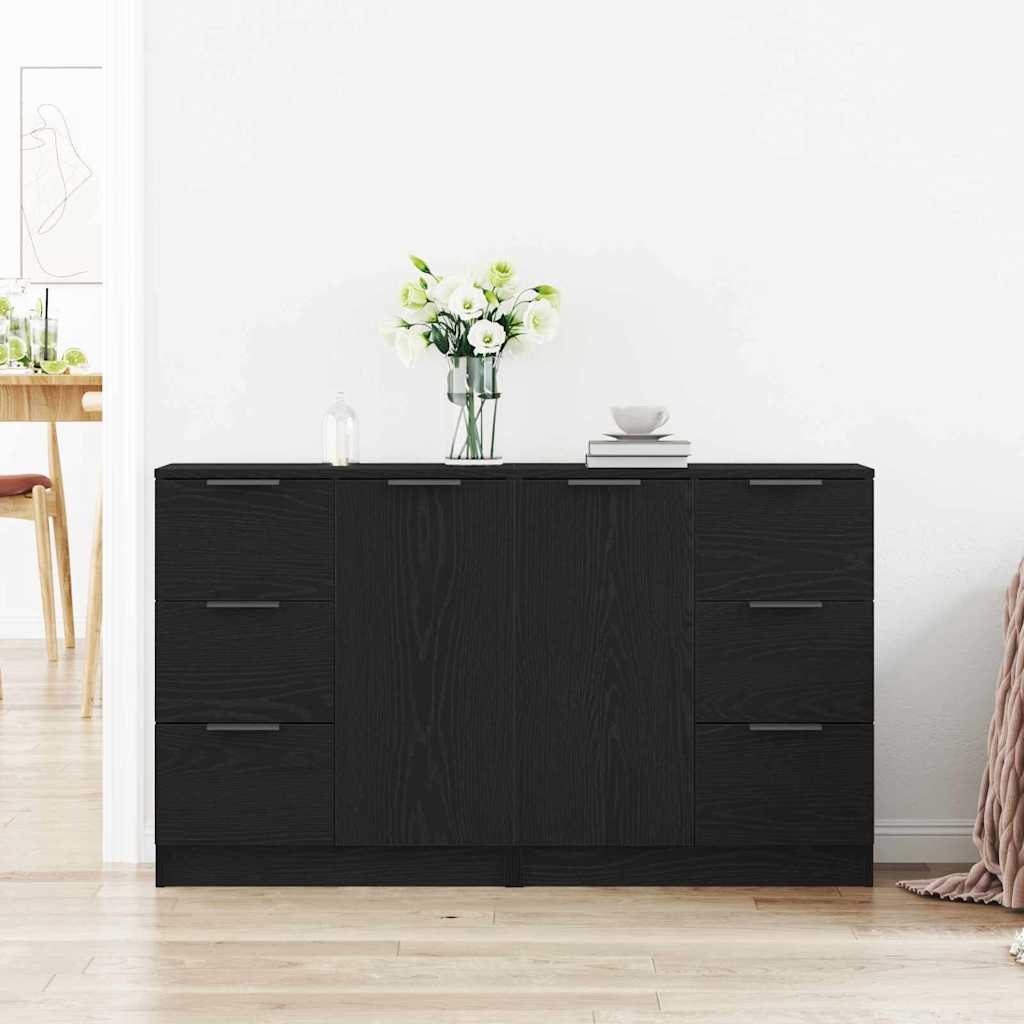 Credenza Rovere Nero 180 x 30 x 70 cm Legno multistrato