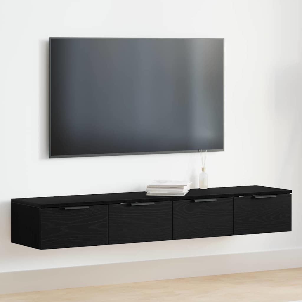 Mobile a muro con cassetto 2 pcs Rovere Nero 68 x 30 x 20 cm | homemem39