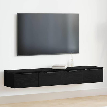 Mobile a muro con cassetto 2 pcs Rovere Nero 68 x 30 x 20 cm | homemem39