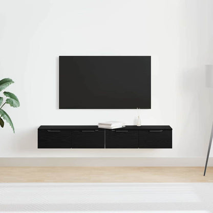 Mobile a muro con cassetto 2 pcs Rovere Nero 68 x 30 x 20 cm | homemem39