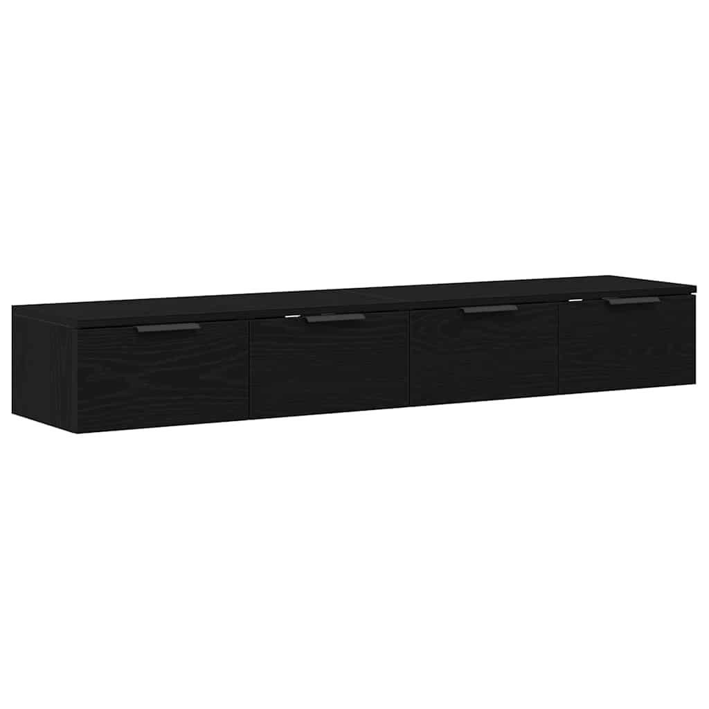 Mobile a muro con cassetto 2 pcs Rovere Nero 68 x 30 x 20 cm | homemem39