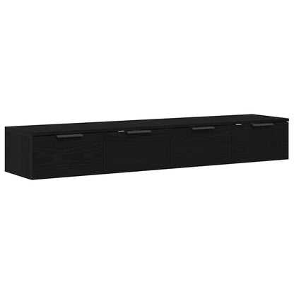 Mobile a muro con cassetto 2 pcs Rovere Nero 68 x 30 x 20 cm | homemem39