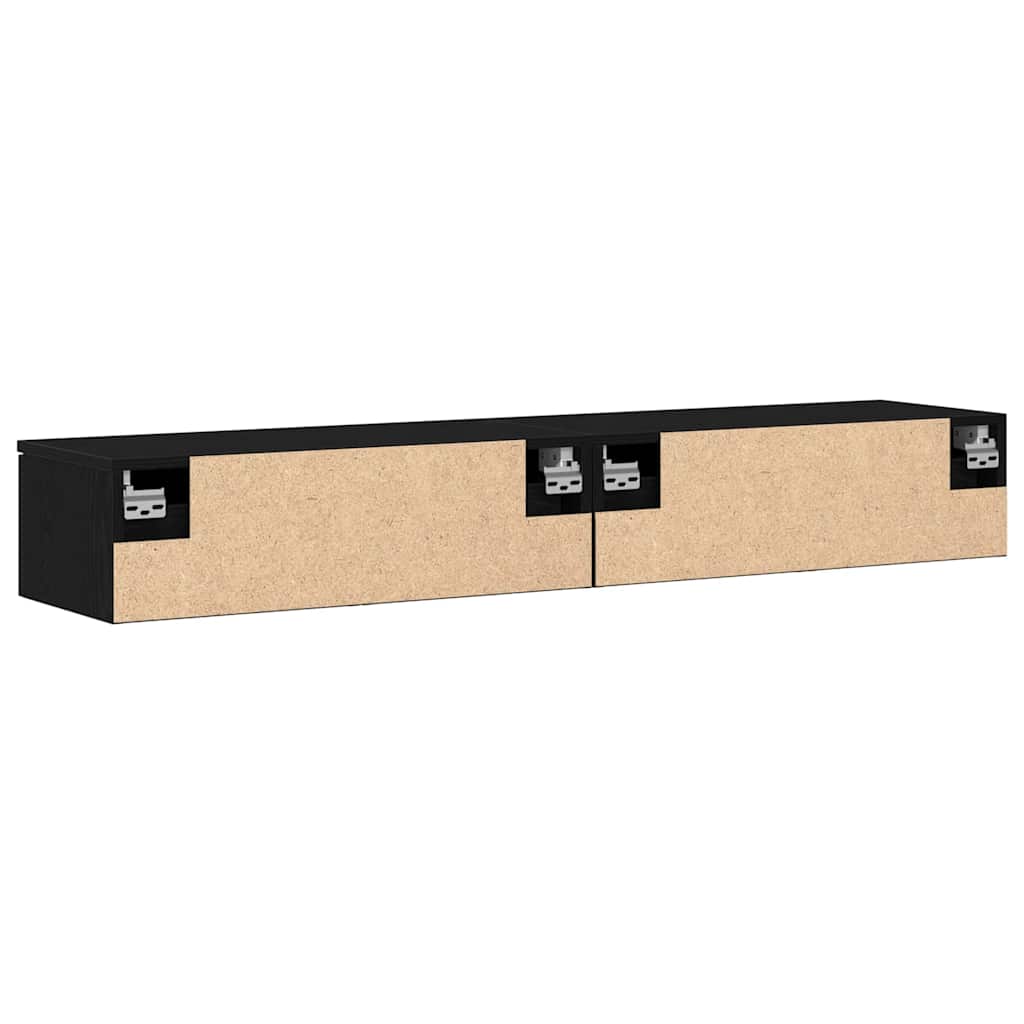 Mobile a muro con cassetto 2 pcs Rovere Nero 68 x 30 x 20 cm | homemem39