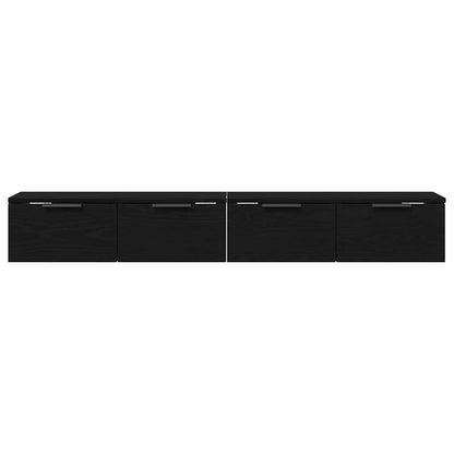 Mobile a muro con cassetto 2 pcs Rovere Nero 68 x 30 x 20 cm | homemem39
