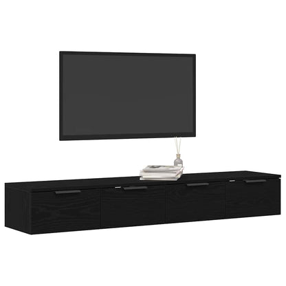 Mobile a muro con cassetto 2 pcs Rovere Nero 68 x 30 x 20 cm | homemem39
