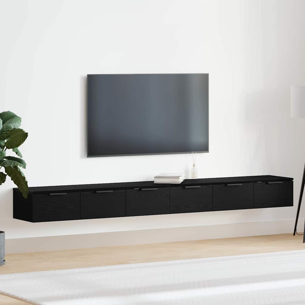 Mobile a muro con cassetto 2 pcs Rovere Nero 102 x 30 x 20 cm | homemem39