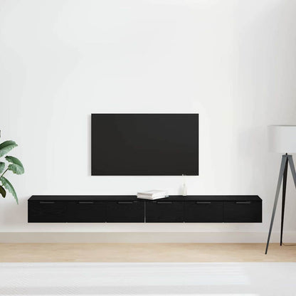 Mobile a muro con cassetto 2 pcs Rovere Nero 102 x 30 x 20 cm | homemem39