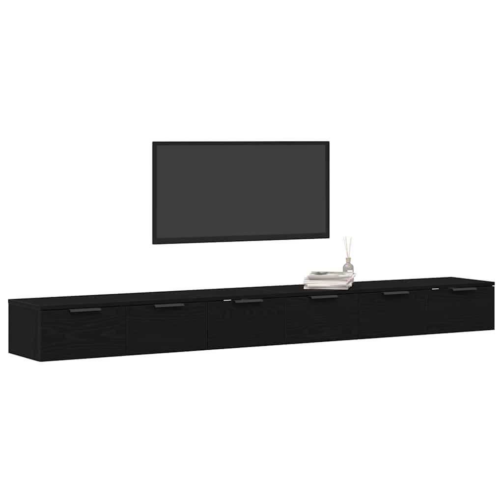 Mobile a muro con cassetto 2 pcs Rovere Nero 102 x 30 x 20 cm | homemem39