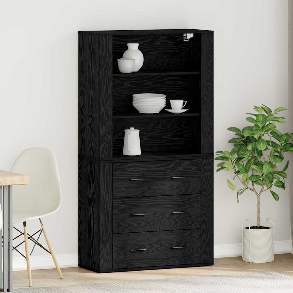 Credenza Rovere Nero 80 x 33 x 150 cm Legno multistrato