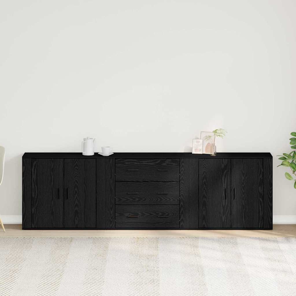 Credenza Rovere Nero 240 x 33 x 70 cm Legno multistrato | homemem39