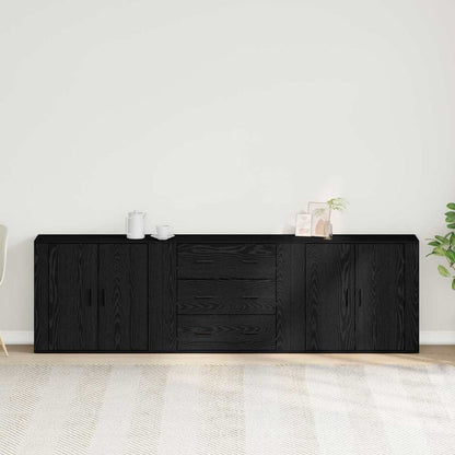 Credenza Rovere Nero 240 x 33 x 70 cm Legno multistrato | homemem39