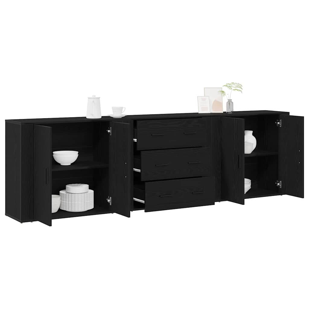 Credenza Rovere Nero 240 x 33 x 70 cm Legno multistrato | homemem39