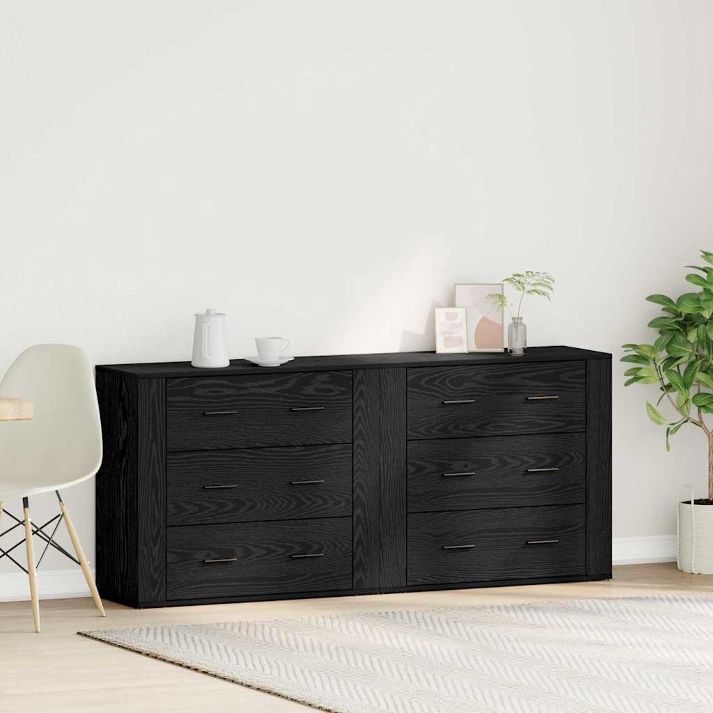 Credenza Rovere Nero 160 x 33 x 70 cm Legno multistrato