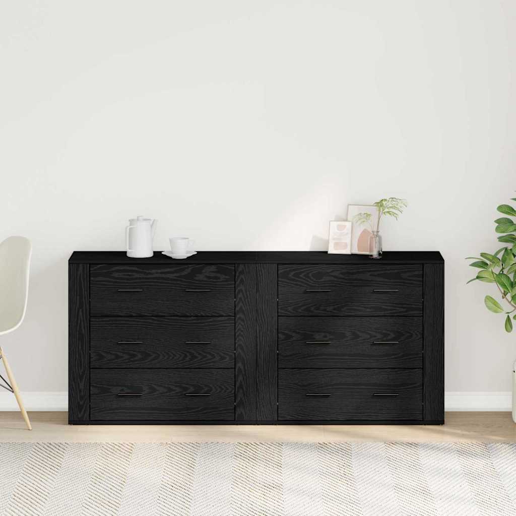 Credenza Rovere Nero 160 x 33 x 70 cm Legno multistrato - homemem39