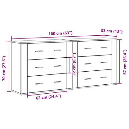 Credenza Rovere Nero 160 x 33 x 70 cm Legno multistrato | homemem39